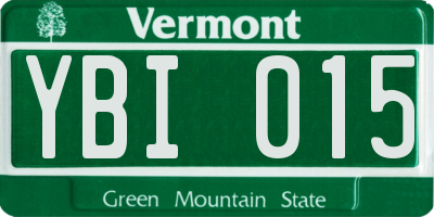 VT license plate YBI015