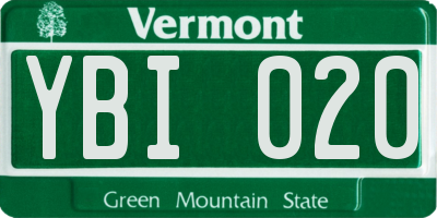 VT license plate YBI020