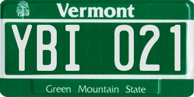 VT license plate YBI021