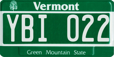 VT license plate YBI022