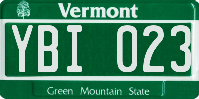 VT license plate YBI023