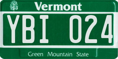 VT license plate YBI024