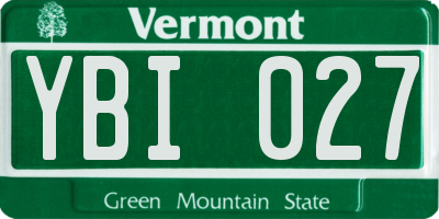 VT license plate YBI027