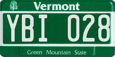 VT license plate YBI028