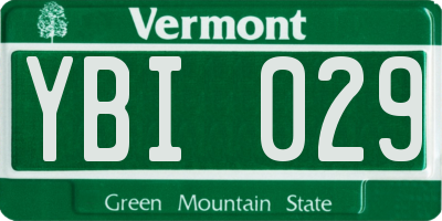 VT license plate YBI029