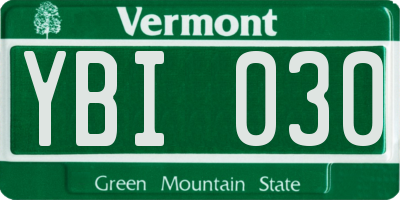 VT license plate YBI030