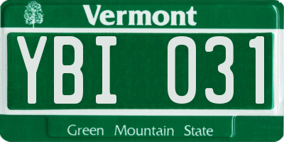 VT license plate YBI031