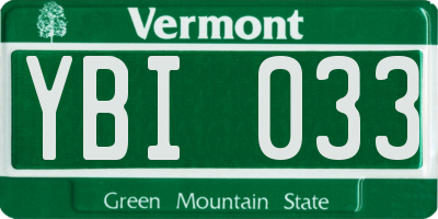 VT license plate YBI033