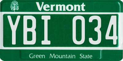 VT license plate YBI034