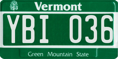 VT license plate YBI036