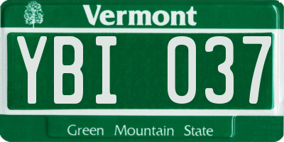 VT license plate YBI037