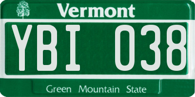 VT license plate YBI038