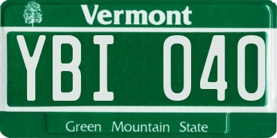 VT license plate YBI040