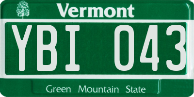 VT license plate YBI043