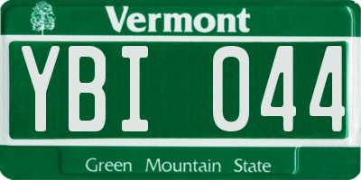 VT license plate YBI044