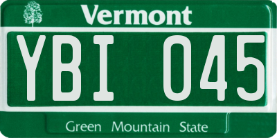 VT license plate YBI045
