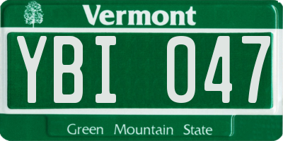 VT license plate YBI047