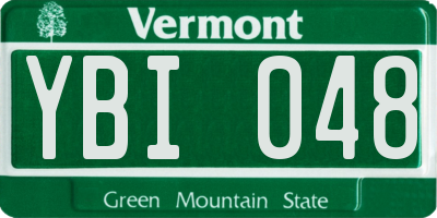 VT license plate YBI048