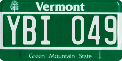 VT license plate YBI049