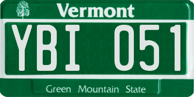 VT license plate YBI051
