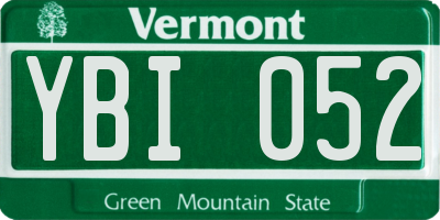 VT license plate YBI052
