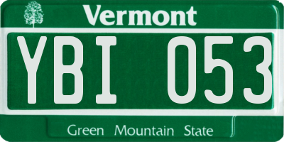 VT license plate YBI053