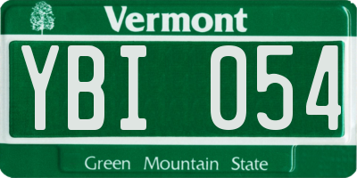 VT license plate YBI054