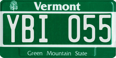 VT license plate YBI055