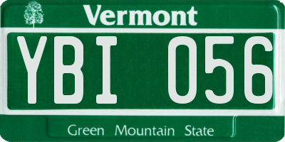 VT license plate YBI056