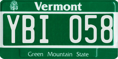 VT license plate YBI058