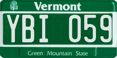 VT license plate YBI059