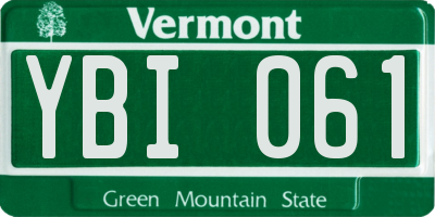 VT license plate YBI061