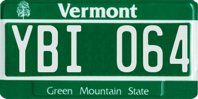 VT license plate YBI064