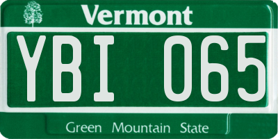VT license plate YBI065