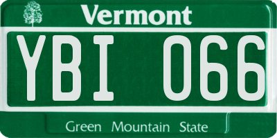 VT license plate YBI066