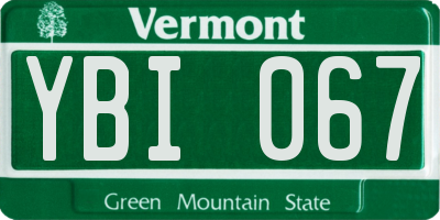 VT license plate YBI067
