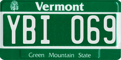 VT license plate YBI069