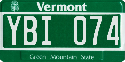 VT license plate YBI074