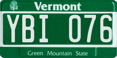 VT license plate YBI076