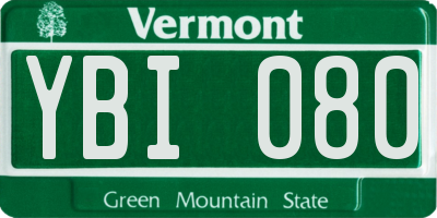 VT license plate YBI080