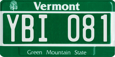VT license plate YBI081