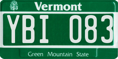 VT license plate YBI083