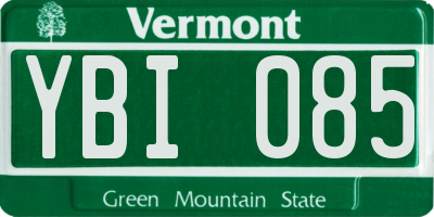 VT license plate YBI085
