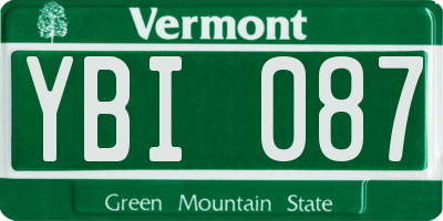VT license plate YBI087