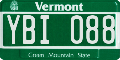 VT license plate YBI088