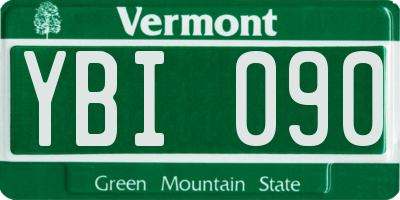 VT license plate YBI090
