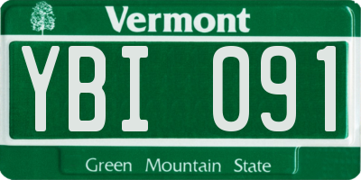 VT license plate YBI091