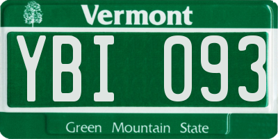 VT license plate YBI093