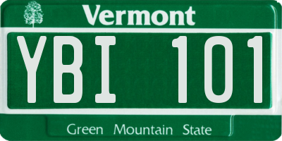 VT license plate YBI101