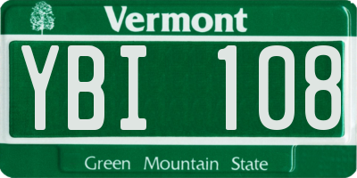 VT license plate YBI108